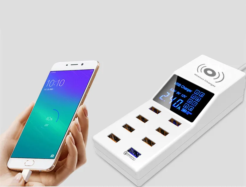 Умное зарядное устройство с 8 USB портами и светодиодным дисплеем 3 0|Зарядные