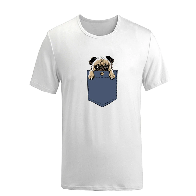 Cute Pug Dog Black Cat Vintage DC Comics Batmen Poster Design Mens Guys Printing T Shirt Graphic Tee Short Sleeve Cotton Tshirts | Мужская