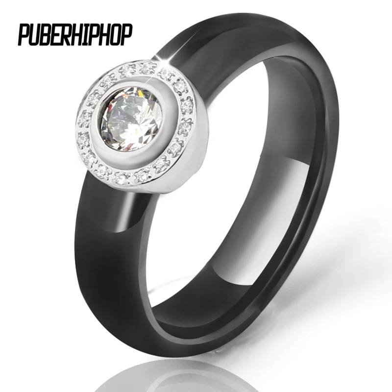 

2018 Luxury Zirconia Crystal Promise Wedding Rings for Women Bling Big Carat Bride Ceramic Rings Accessories Jewelry Fasion Gift