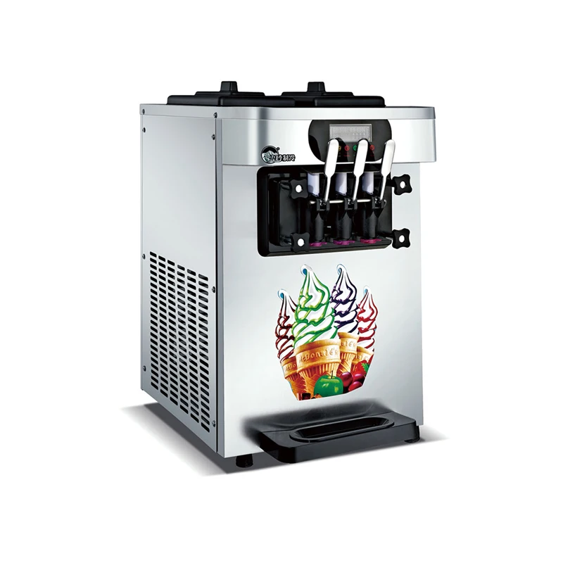 Настольная машина розового цвета для производства мягкого мороженого торговый