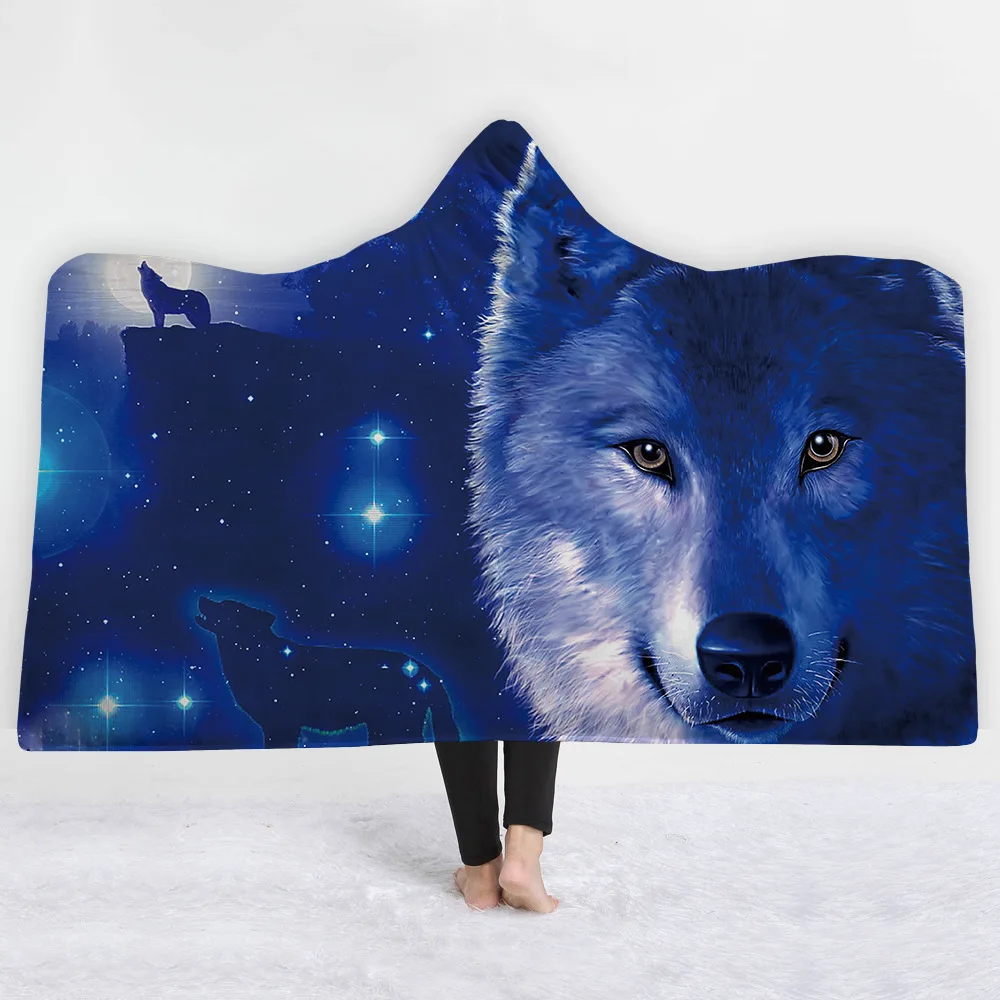 Medusa alienate wolf hooded fleece blanket wind proof wearable kids room fine decoration | Дом и сад