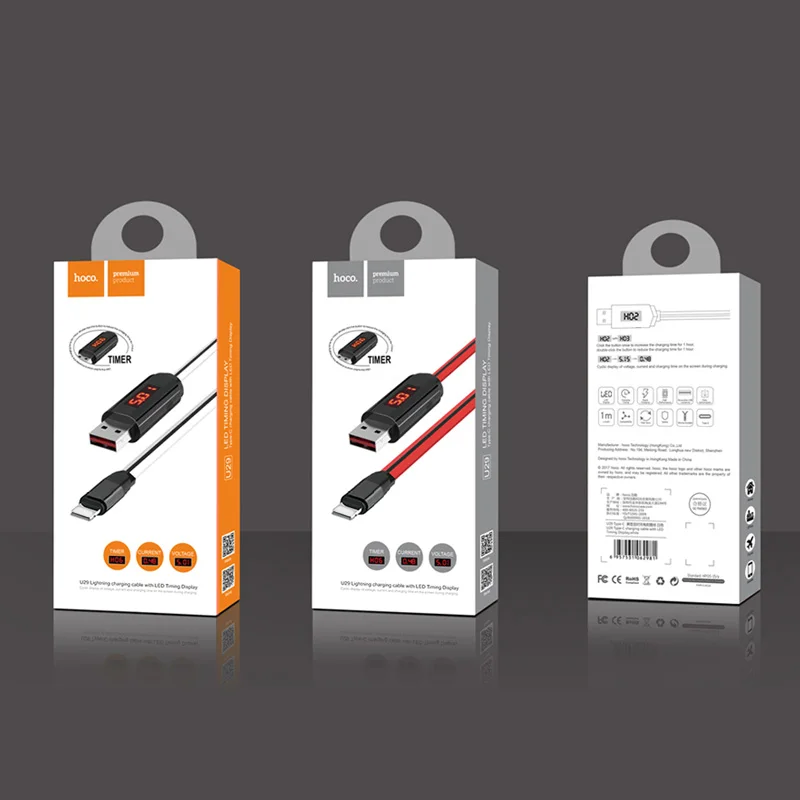 HOCO USB кабель 2A для Lightning светодиодный кабель с цифровым дисплеем кабель для быстрой зарядки данных синхронизации для iPhone XS 8 7 6s iPad мобильный телефон