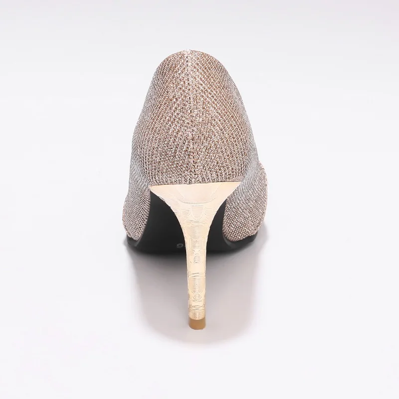Women's High Heels Fashion Bling Party Shoes Sexy Pointed Toe Slip On Wedding Spring Autumn Ladies Pink Blue Gold Silver | Обувь