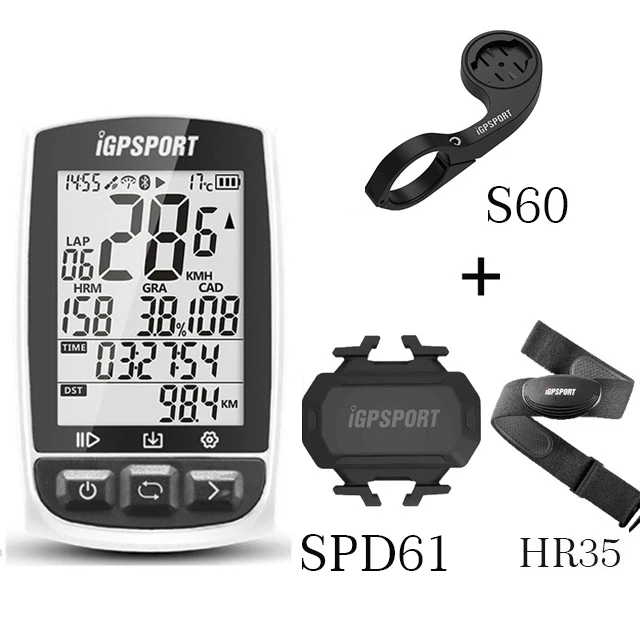 IGPSPORT GPS велосипедный Спортный Компьютер Водонепроницаемый IPX7 ANT+ Беспроводной спидометр велосипедный цифровой секундомер Велоспортный Спидометр - Цвет: White s60 SPD61 Hr40