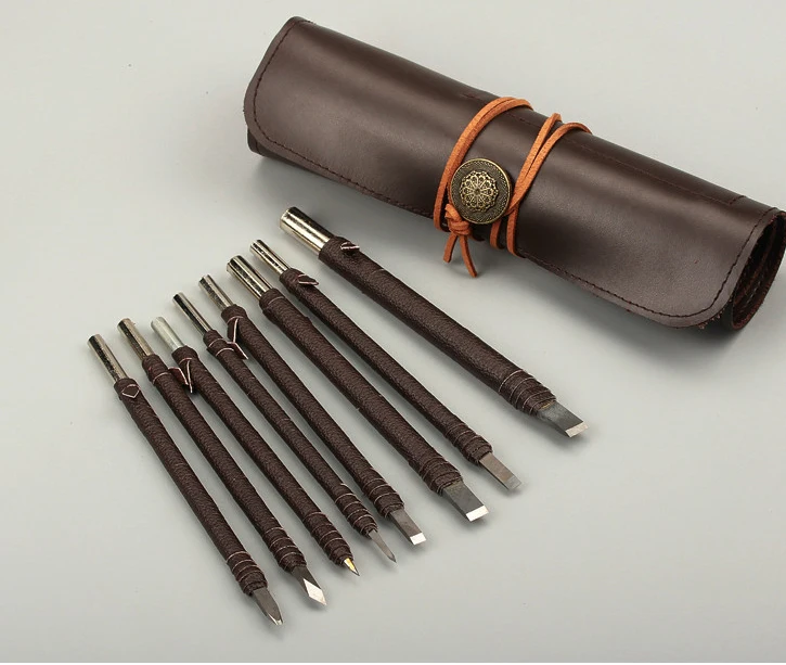 8pcs/set Seal Cutting Knife Set Tungsten Carbide Stone Carving Engraving Seals Tools Burin | Дом и сад