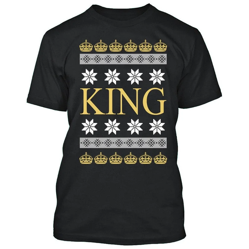 Новинка крутые Топы Футболка рождественские King Дизайн Мужская круглым вырезом