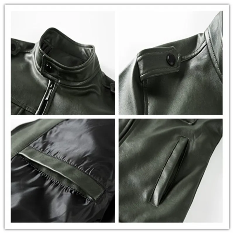 

Fashion men leather jacket autumn Multi-pocket Casual PU coat men locomotive leather jacket New Male slim outerwear clothing 6XL