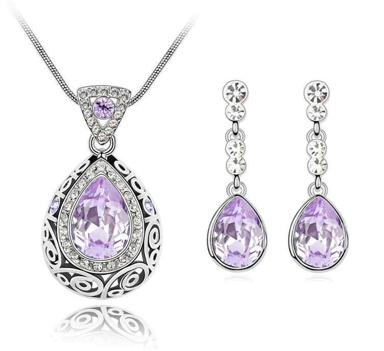Комплект из колье и серёг с кристаллами|new jewelry sets|set necklaceset necklace earring |