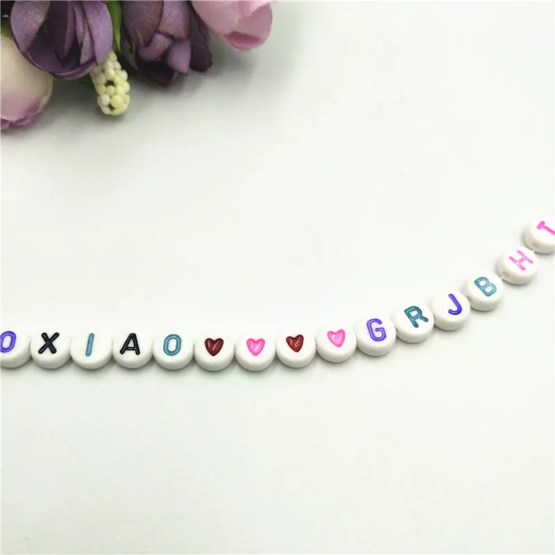 100 шт. Модные Акриловые круглые шарики с сердечком для самостоятельного