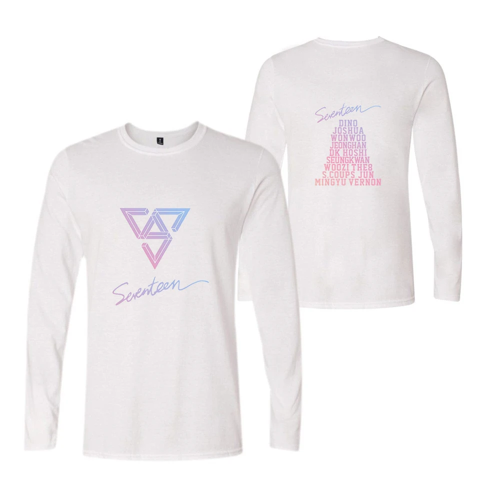Футболка Seventeen17 хлопковая футболка с длинным рукавом K Pop Style Clothe 17 Carat Seventeen K-Pop