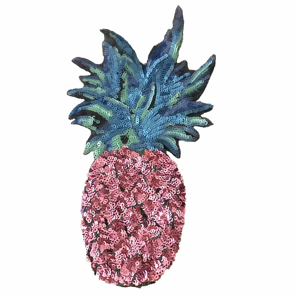 

2018 New Pink Pineapple Patches for Clothes T-shirt DIY Decoration Sequins Patch Sewing on Applique Embroidery Patches 2Pcs/set