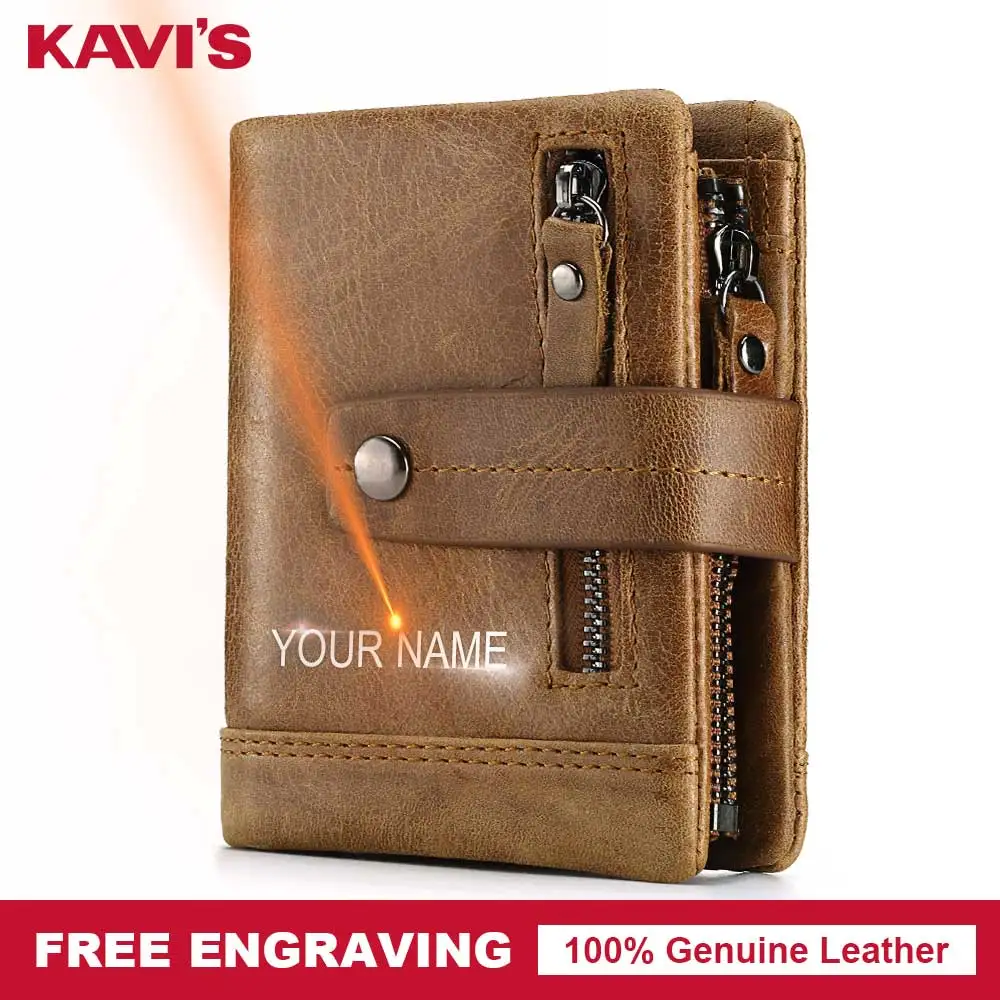 Кошелек KAVIS из натуральной кожи мужской портфель маленький Portomonee Perse карманный