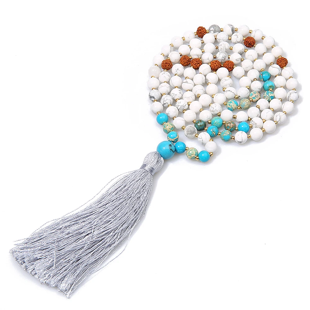 SHINUS BOHO классическое массивное ожерелье с натуральным целебным камнем Mala ручная