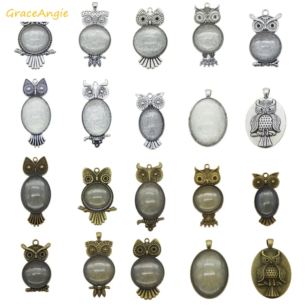 GraceAngie 8 комплектов цинковый сплав форма совы поднос пустая Подвеска со