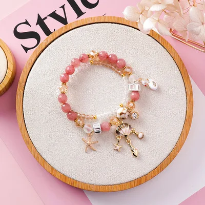 Розовый Кристалл Шарм серебряные браслеты и браслеты для женщин с AliExpress бисер Мурано ювелирный женский браслет pulseira feminina