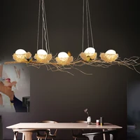 country style led pendant light fixtures birds nest hanging lamp bedroom nordic lights dining branch shape luminaire suspendu