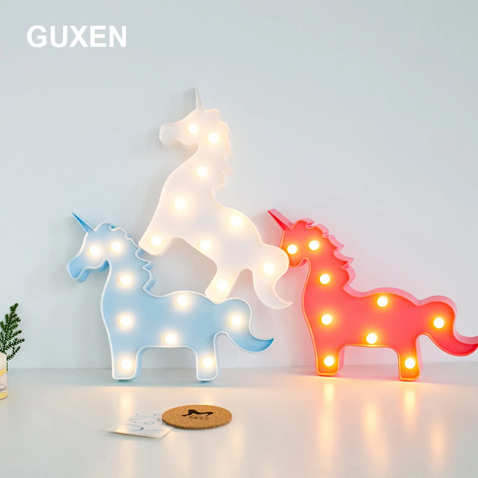Фото Guxen Novelty Unicorn Night Light Marquee Sign White Pink Blue Horse LED Decoration Bedside Lamp Gifts Toy Christmas Holiday Освещение Guxen Novelty Unicorn Night Light Marquee Sign White Pink Blue Horse LED Decoration Bedside Lamp Gifts Toy Christmas Holiday Освещение