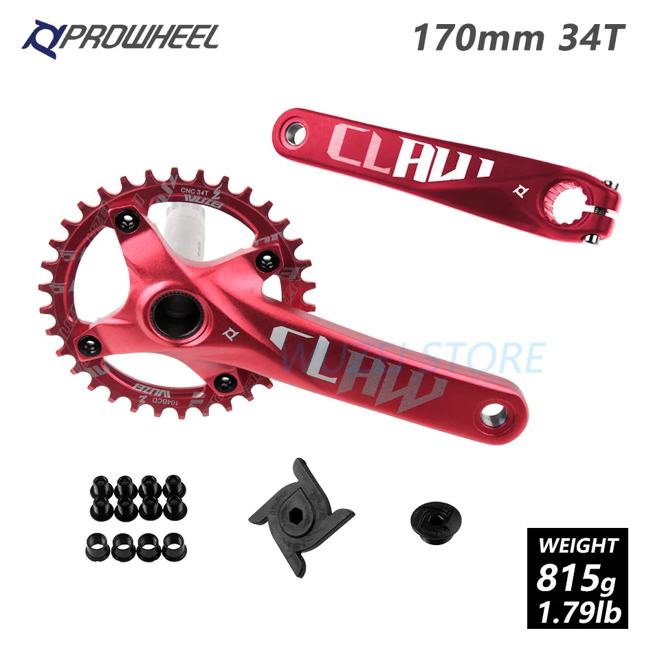 WUZEI mtb велосипедные рукоятки пластины 4 лак для ногтей, 104 BCD 170/175 мм/30/32/34/36/38 T Круглый звездочки шатун для горного велосипеда комплект велосипедная часть - Цвет: 170mm Red 34T