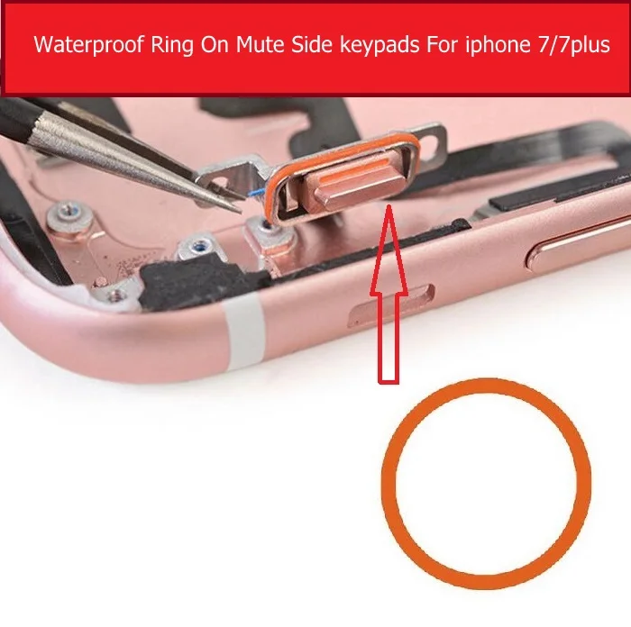 For iphone 7 7Plus Водяное кольцо резиновое на немой стороне клавиатуры для iphone 7 7 плюс немой боковой кнопки водонепроницаемый резиновое кольцо уплотнение запасные части - Цвет: For iphone 7 7Plus