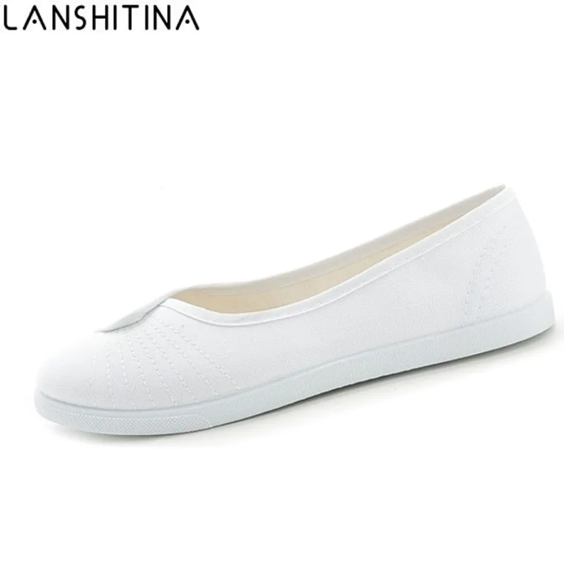 Новинка 2017 года Модные женские парусиновые туфли Белые для медсестры Рабочая