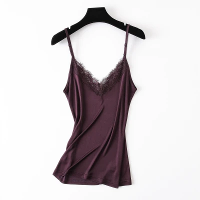 Женские шелковые топы SuyaDream, кружево, черные, фиолетовые, белые