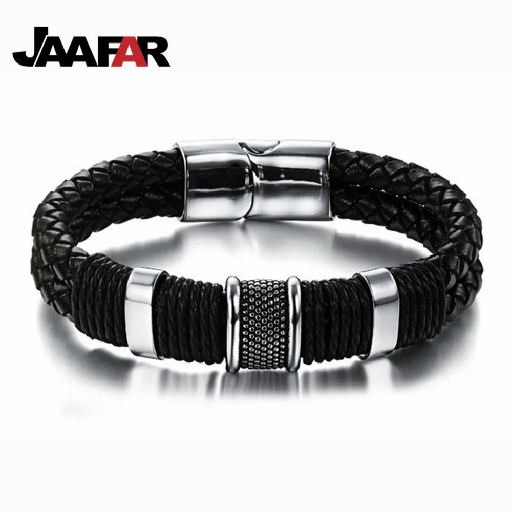 2016 новый модный бренд мужской браслет из нержавеющей стали кожаный винтажные