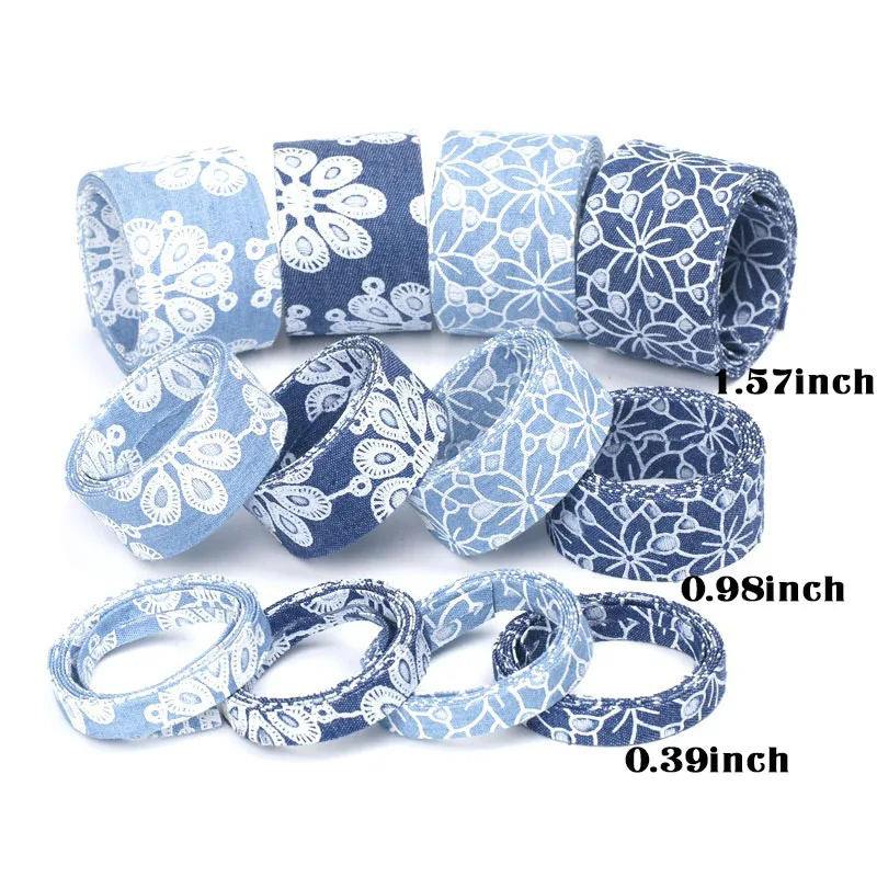 Ковбойская джинсовая лента с цветочным принтом 5 ярдов/партия для