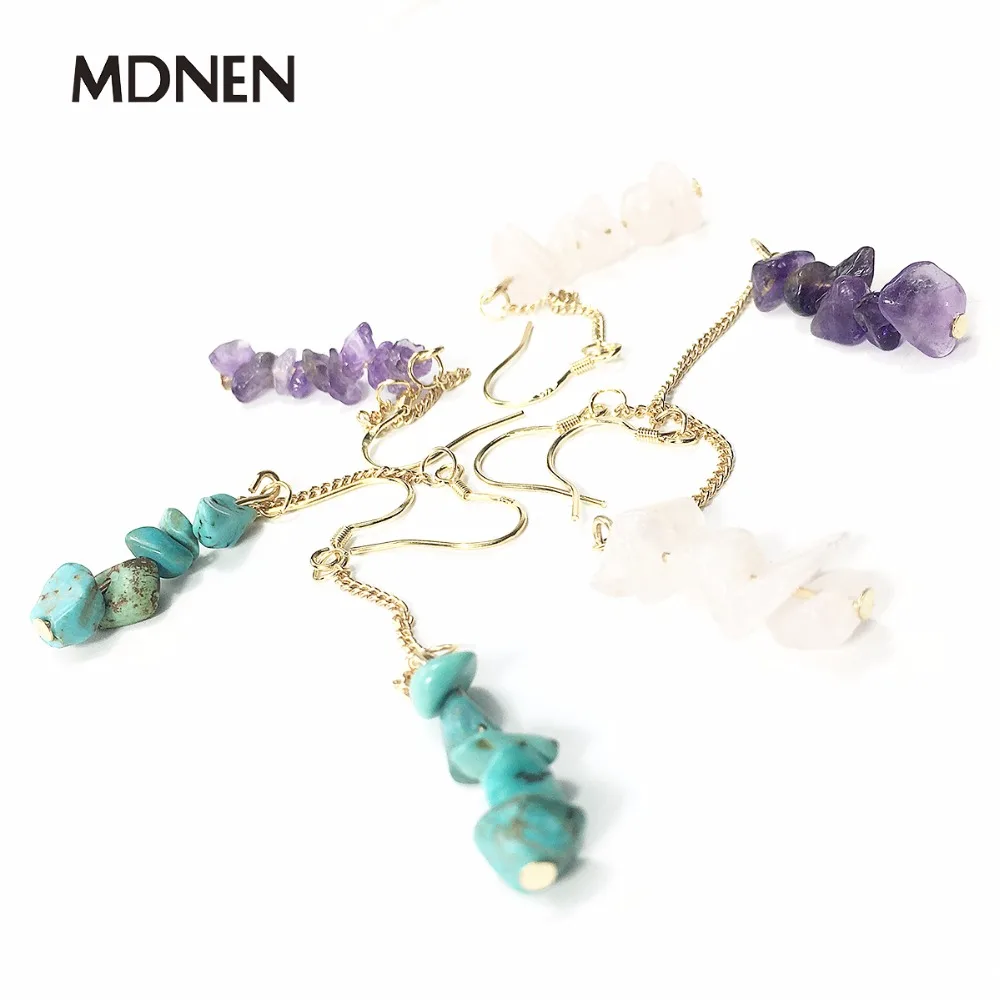 Dangle Earrings Broken Stone Green Purple Pink Irregular Fashion Drop For Women Gift Girl | Украшения и аксессуары