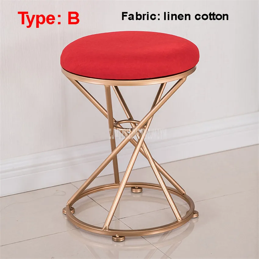 Red B type Круглый стул для макияжа, пуфик, мягкая подушка, Луи Мода, минималистичный Европейский стиль, железный арт, мебель для спальни - Цвет: Red B type