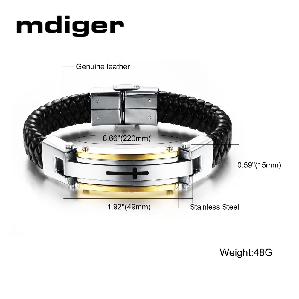 Mdiger смешанный 2 шт/партия черный плетеный кожаный браслет для мужчин браслеты с