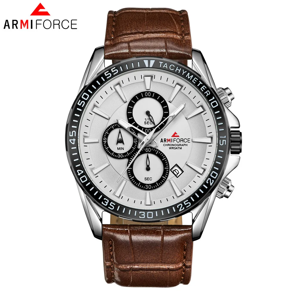 ARMIFORCE модные Авто Дата Мужские кварцевые наручные часы бизнес кожа Хронограф