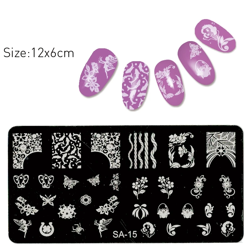 

6CM*12CM new nail stamping plates butterfly nail art stamping flower nail art stamp Manicure Template Nail Art Tools
