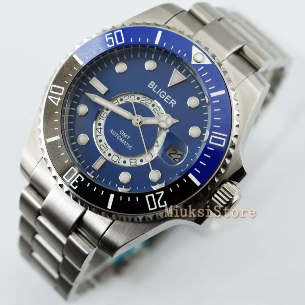 43 мм D'origine blue montre mode pour Top marque automatique multifoncments homme календириор мужские Lumineux|Мужские