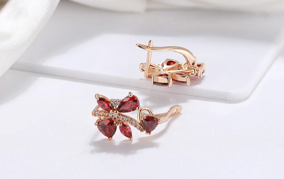 ORSA JEWELS, элегантные женские серьги-гвоздики, зазубренная установка, Красный AAA кубический циркон, модные вечерние серьги, ювелирные изделия для женщин, OME56-R