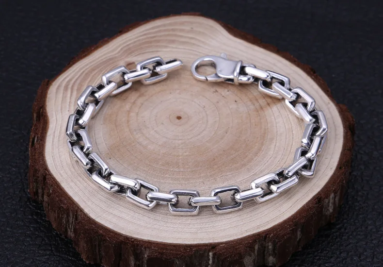 Survival Couple Bracelet 925 Sterling Silver Jewelry Men Women Simple Square box Chain Bracelet Bangle lucky charm B43