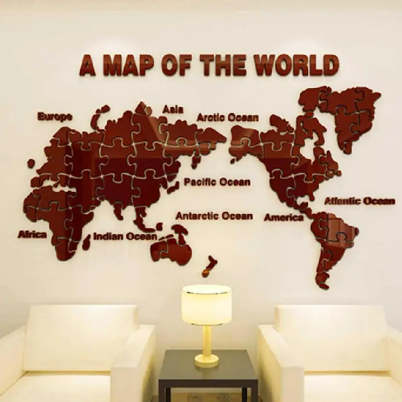 

Новая трехмерная акриловая Наклейка на стену с изображением карты мира, декор для офиса, гостиной