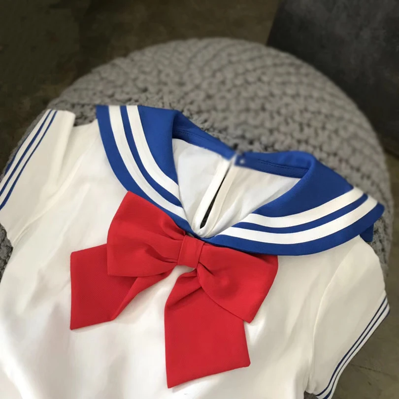 

Kid Baby Toddler Girl Sailor Moon Halloween Cosplay Costume Japan School Uniform Suit Tshirt Mini Pleated Skirt Lolita Dress
