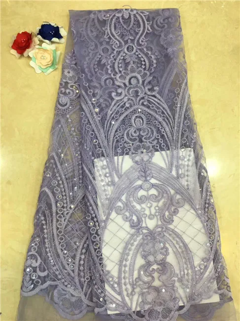 

2019 New African Sequins Lace fabric High Quality French Sequins Net Lace Wine Sequin Fabric For Evening Wedding Dress Sewing