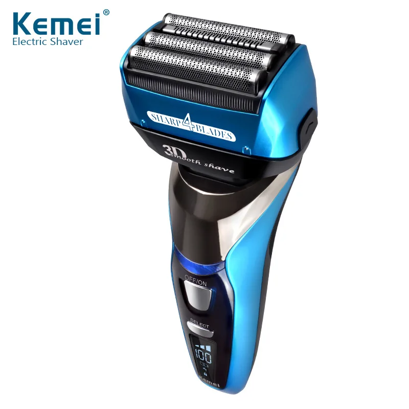 Kemei 3D плавающие четыре лезвия возвратно поступательная электробритва