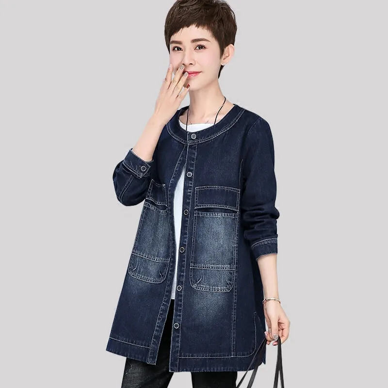 Весна Для женщин джинсовая куртка 2019 новый большой Размеры свободные женские