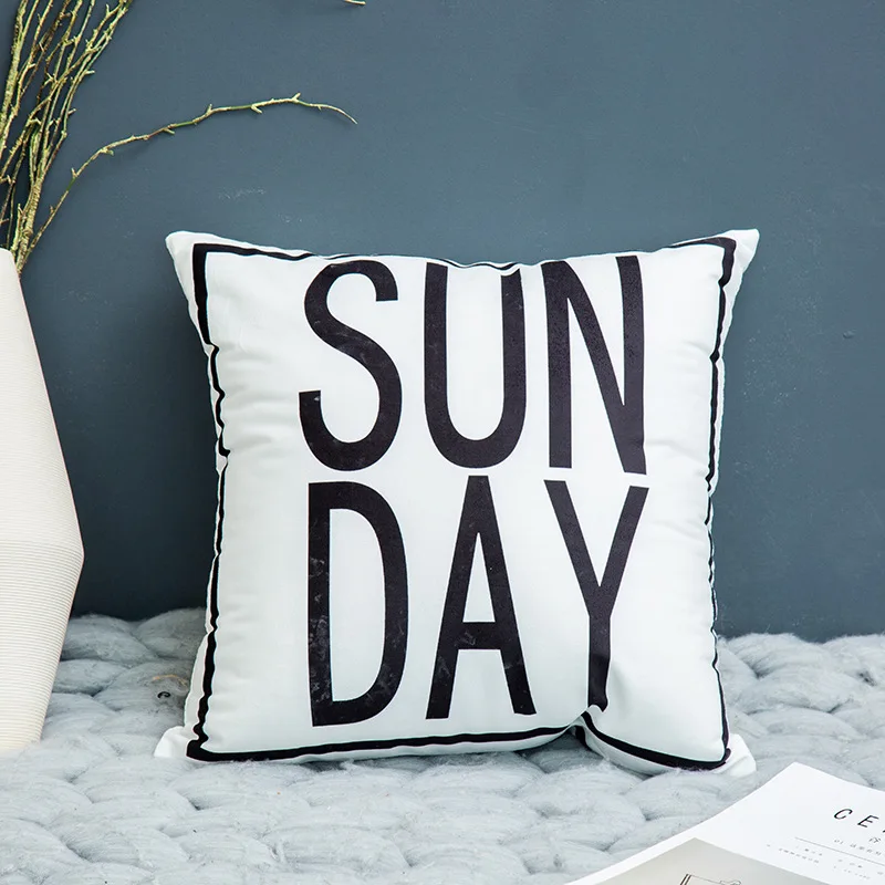 Наволочка для подушки в скандинавском стиле 45*45 см черно-белая Геометрическая