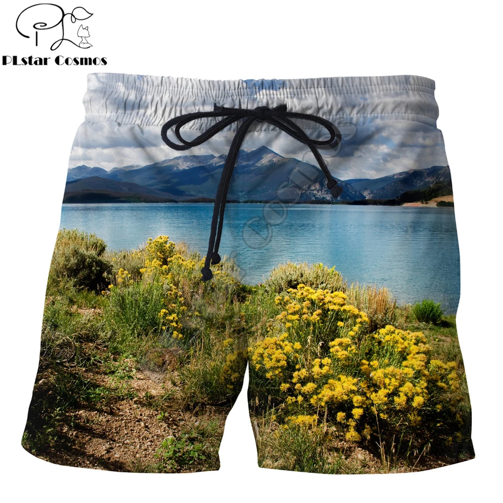 

PLstar Cosmos 2019 New summer vibes shorts USA Lake Dillon Natural scenery 3D Printed Male/Female streetwear Casual Shorts