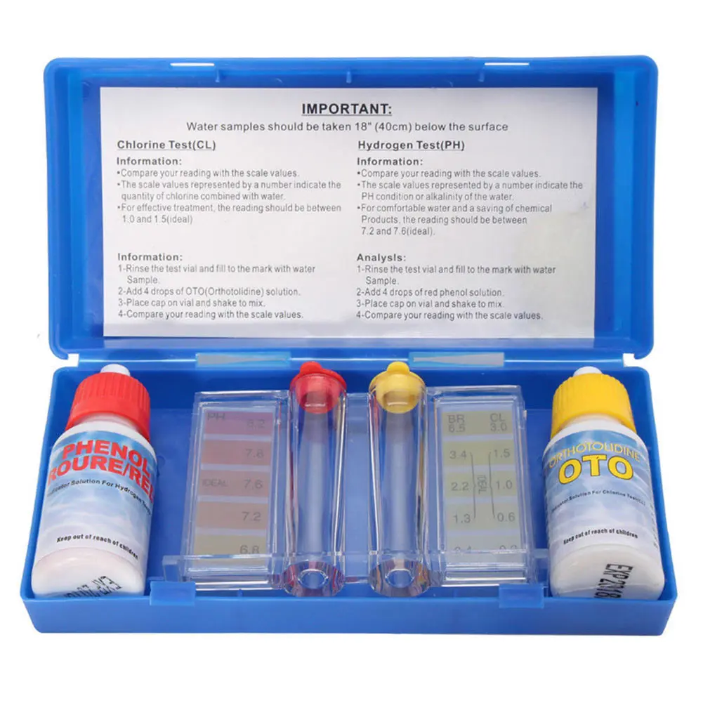 

1 Set PH Chlorine Water Quality Test Kit Hydrotool Testing Kit Accessories for Swimming Pool YS-BUY