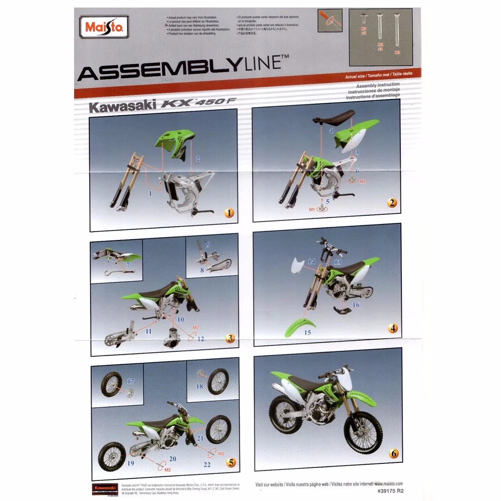 1:12 весы maisto дети Kawasaki KX 450F сборочная линия модель мотоцикла металлический Мотор велосипед литой внедорожный автомобиль грязи подарки DIY игрушки