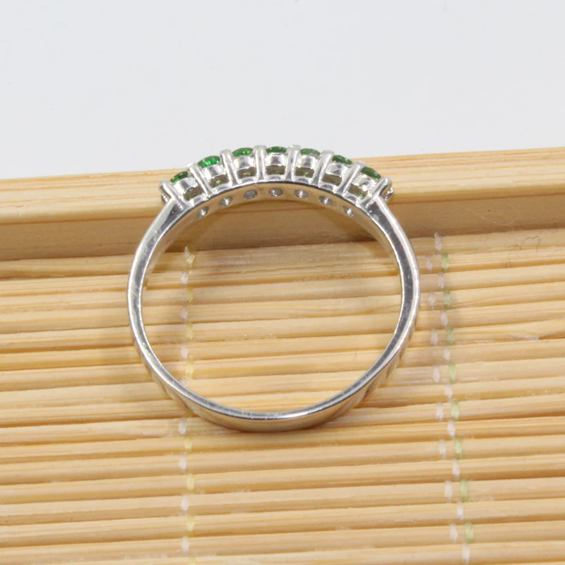Кольцо из серебра 100% пробы с цаворитом 7 шт. 2 мм|tsavorite ring|tsavorite jewelrygifts for women |