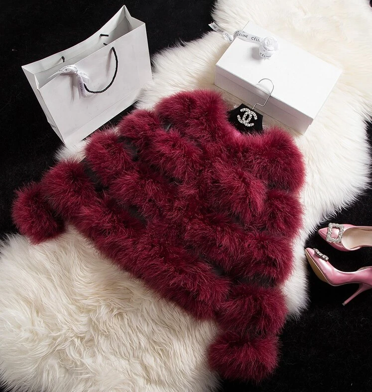 Новое поступление 2019 года женский топ продаж модный настоящий Страус шуба для