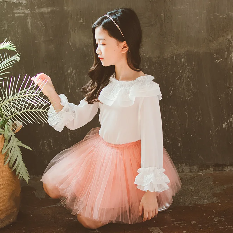 2019 Весенняя детская одежда рубашки шифоновая рубашка для девочек-подростков с