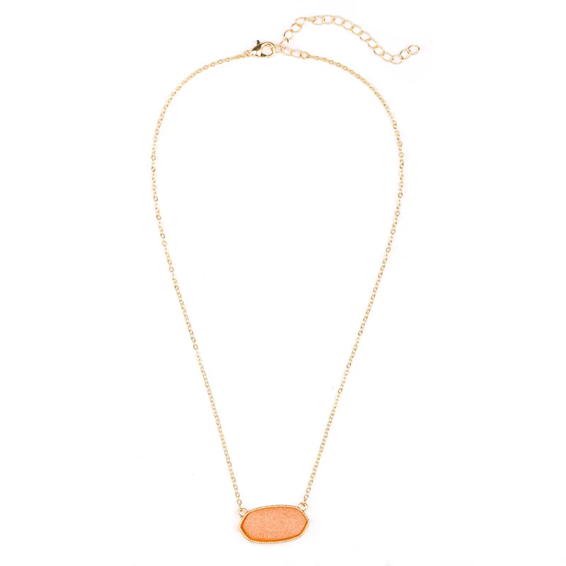 Druzy Drusy Pendant Necklaces Hexagon Resin Druse Gold Collar Fashion Brand Women Jewelry Party Wedding Dating Gift | Украшения и