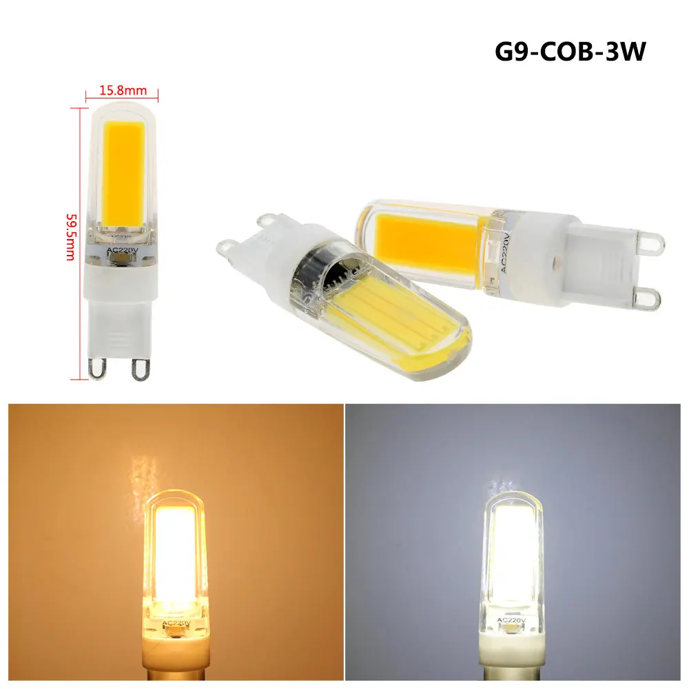 COB 3W 6 шт./лот G9 светодиодный светильник лампы AC220V 3 Вт/4 Вт/5 Вт G9 кукурузная лампа теплый белый/белый для люстры освещение - Испускаемый цвет: COB 3W