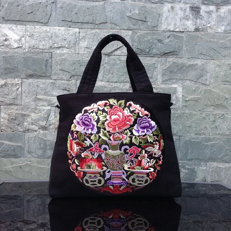 Парусиновая сумка в национальном стиле женские сумки с вышитыми цветами на плечо